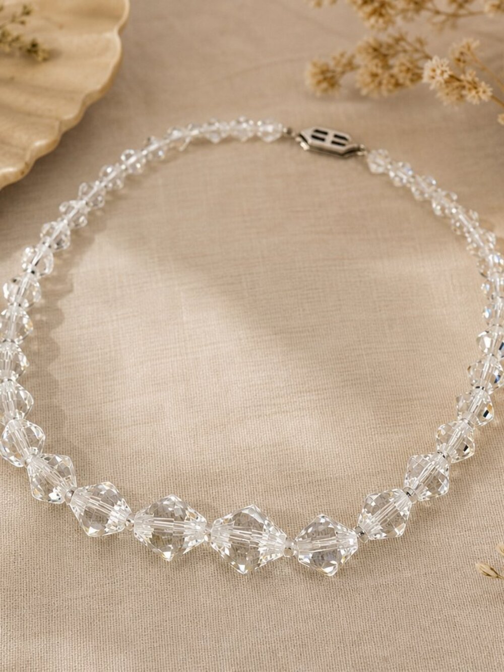 Vintage Czech Crystal Faceted Beaded Necklace